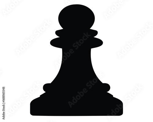 Silhouette of a chess pawn piece against a plain white background