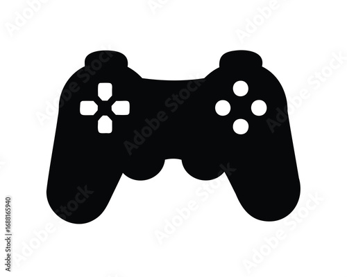 Simple Silhouette Illustration of a Classic Video Game Controller Design for Graphics