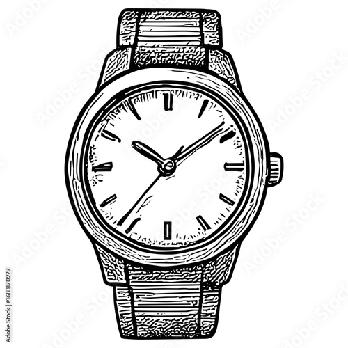 Elegant Round Analog Watch with Metal Strap