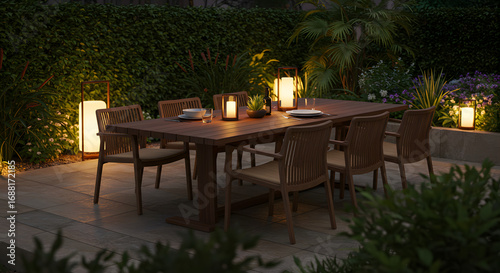 Wallpaper Mural Elegant Outdoor Dining at Dusk Invites Relaxation and Gatherings Torontodigital.ca