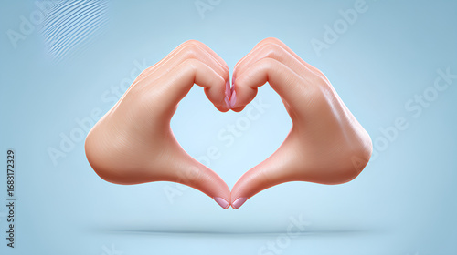 Heart 3d hand gesture emoji. Cartoon hands make heart shape together. Romantic Love, unity and care, compassion positive sign. Vector realistic smooth render icon Stock Vector