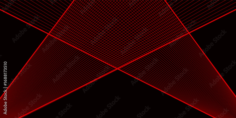 Fototapeta premium Abstract red lines drawn by light on a black background. Laser lines