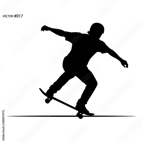 Dynamic skateboarder in silhouette captures motion and freedom, embodying youthful energy and urban sport adventures with bold style
