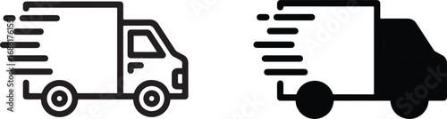 Fast Delivery Truck Icon Set – Express Shipping Symbol