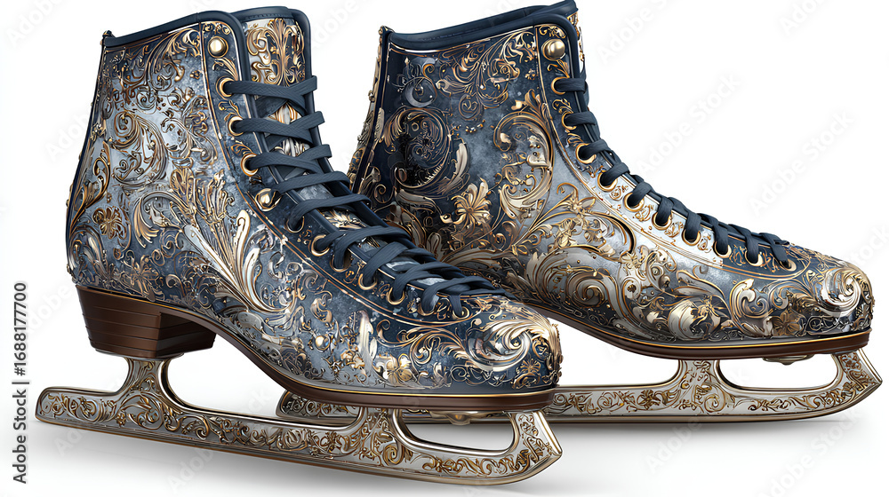 Ornate Ice Skates, isolated on white background Stock Illustration Ornate Ice Skates, isolated on white background Stock Illustration