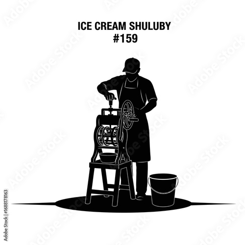 Skilled artisan crafting delicious ice cream using traditional methods and vintage equipment evokes nostalgia and artisanal charm.