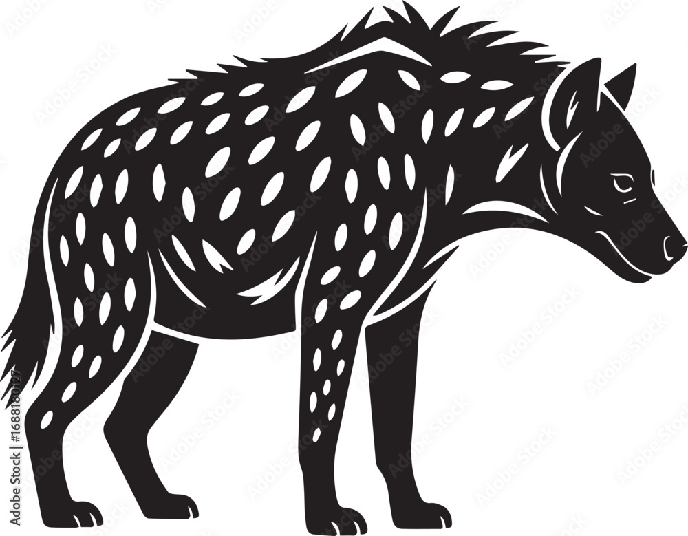 Fototapeta premium Stylized white cheetah silhouette with oval spots on black background