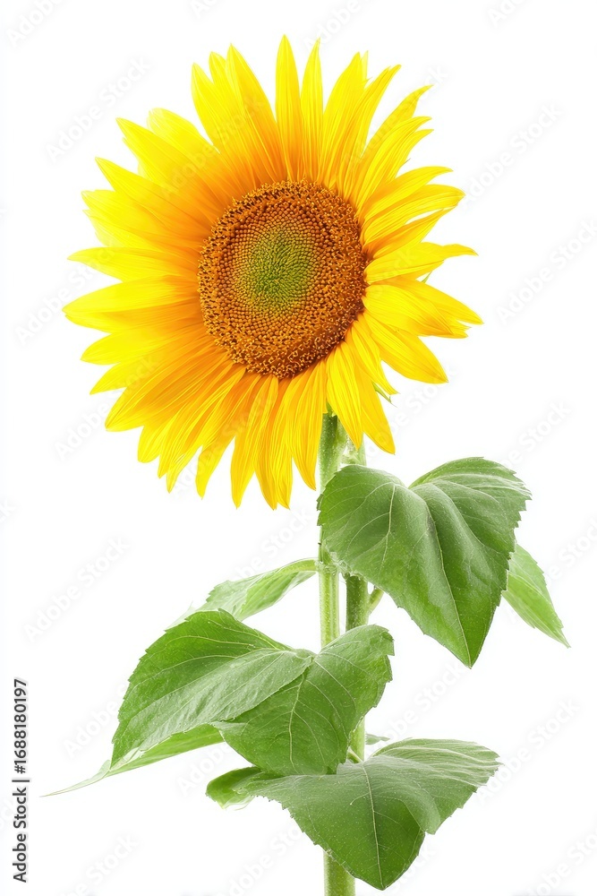 Fototapeta premium Bright yellow sunflower against white (1)