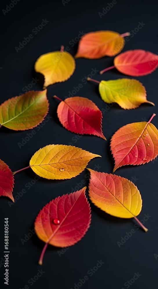 Obraz premium Autumn Leaves on Dark Background.