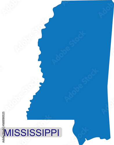 Solid map of Mississippi an USA State