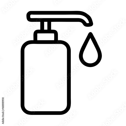  A hand sanitizer bottle icon with a droplet representing hygiene and cleanliness