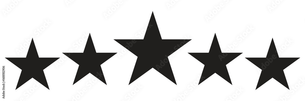 Fototapeta premium Five black stars for success, rating, and excellent performance, conveying high quality