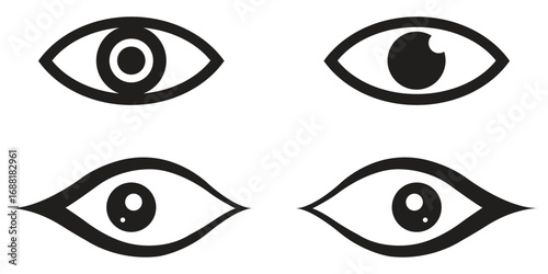 Dynamic eye icons representing vision, observation, and perception for design projects