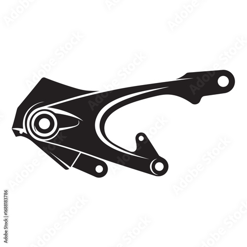black and white silhouette of Motorcycle Swing Arm vector on white background