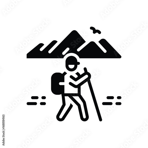 Black solid icon for hike