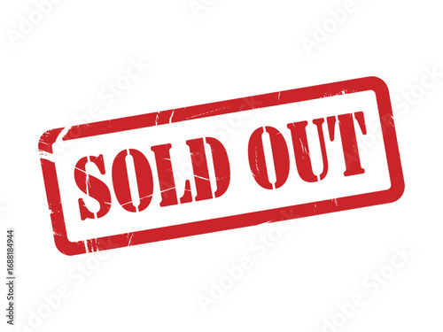 Red SOLD OUT stamp conveys urgency and limited availability for marketing campaigns