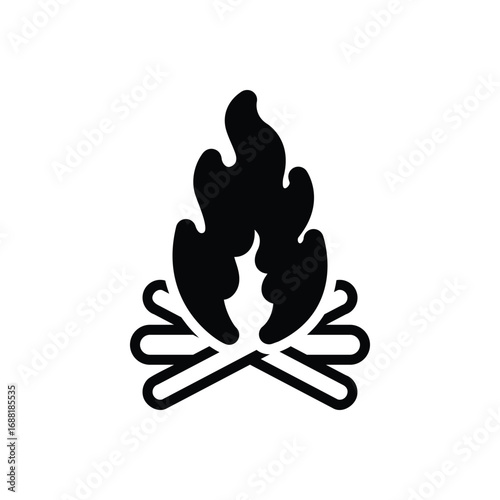 Black solid icon for bonfire