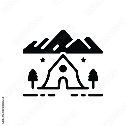 Black solid icon for campsite