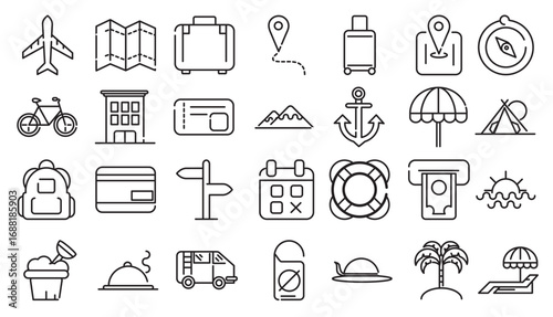 travel and vacation icons set vector illustration