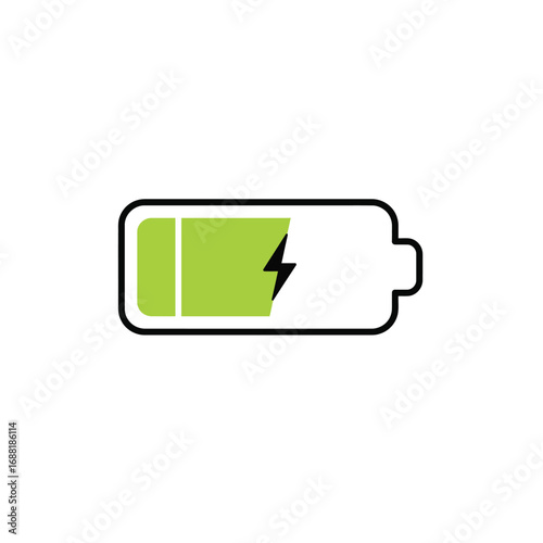 Essential digital graphic illustrating a partially filled battery with a clear charging lightning icon, indicating power accumulation and current electrical input