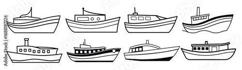 illustration of various types of boats