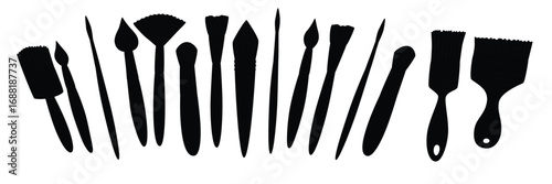 Art brushes with colored paint vector illustration