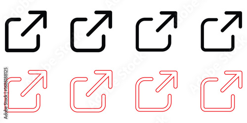 Modern interface icons for sharing, external links, and opening new windows, clean design