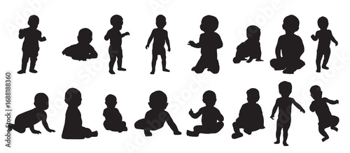 babies silhouette on white background