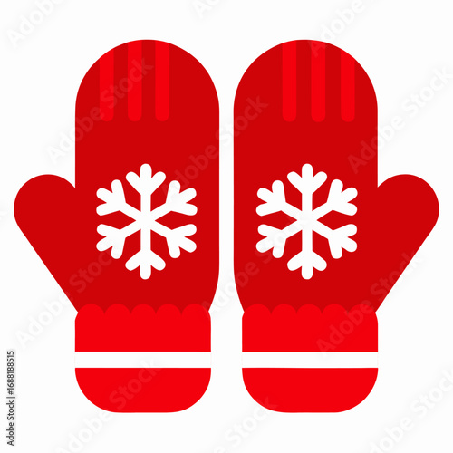 Red mittens with snowflake pattern vector design