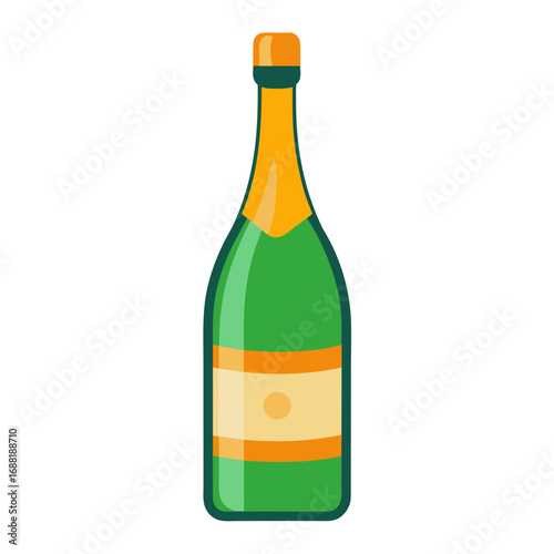 Minimalist color vector of a champagne bottle with bubbles