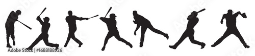 baseball players silhouette on white background