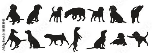 beagle dog silhouettes vector