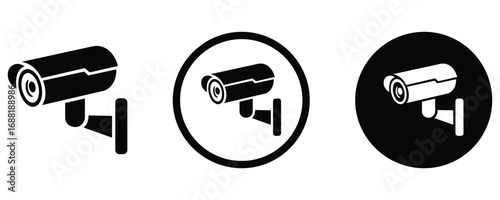 Modern security surveillance camera icons for business, protection, and monitoring systems