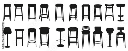 bar stool icons set cartoon vector chair bench
