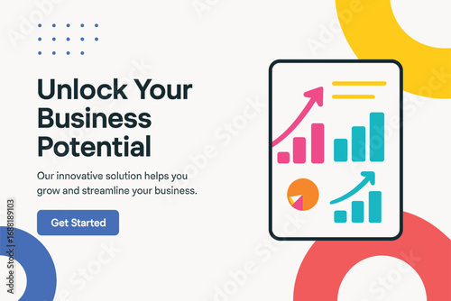 Unlock Your Business Potential: A visually appealing graphic of an informational data chart showcasing an upward trend in growth and positive development. Emphasizing innovation and solutions.