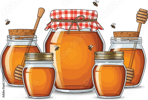 jar of honey and honeycomb