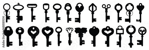 big collection of silhouette of keys vintage modern keys