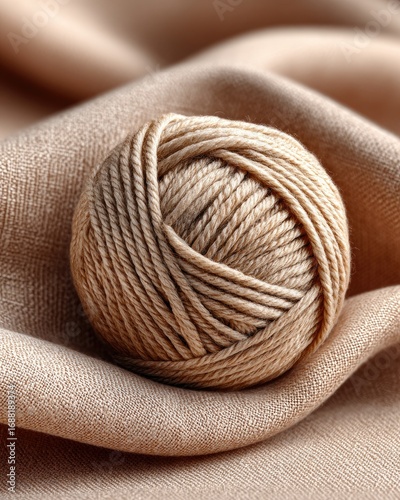 Wallpaper Mural Light beige yarn ball on beige fabric Torontodigital.ca