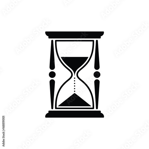 Elegant silhouette of an hourglass symbolizing time passing and measurement