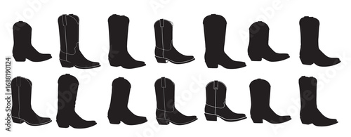 Cowboy boot silhouette on white background