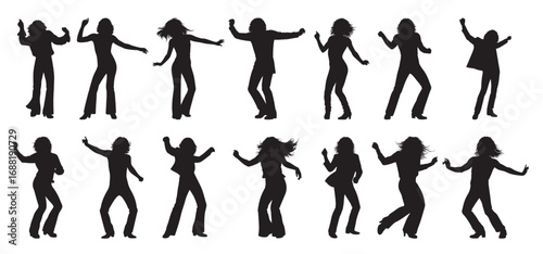 disco dancers silhouette. vector illustration