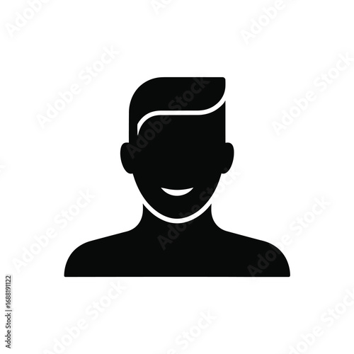 Simple silhouette icon of a person's head and shoulders