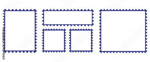 Create your own blue stamp collection with this customizable set for mail themes and vintage design projects