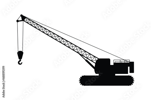 Silhouette of a construction crane with boom extended ready for heavy lifting tasks