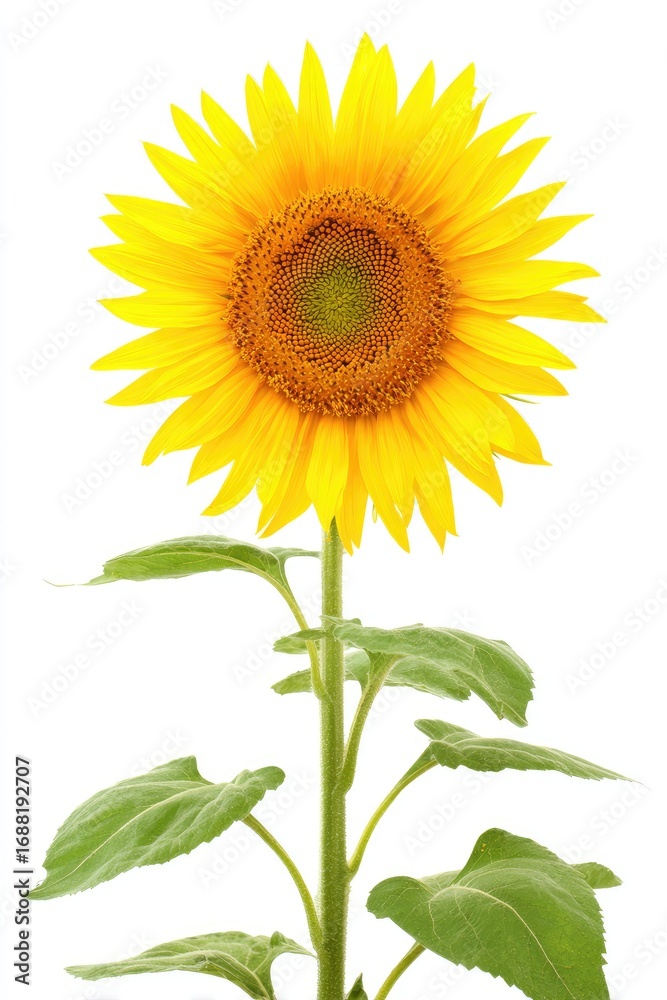 Fototapeta premium Vibrant sunflower against white background
