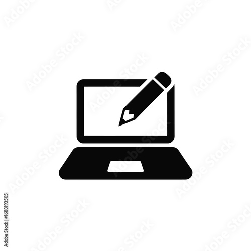 Silhouette icon of a laptop with a stylus indicating digital drawing or writing