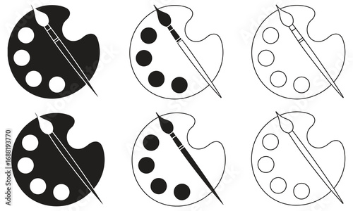 Creative art palettes and paint brushes for artistic design projects, a versatile graphic element for artists