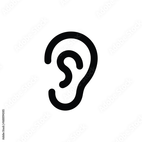 Minimalist silhouette of a human ear icon for hearing and sound related concepts