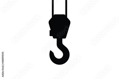Industrial crane hook silhouette simple isolated graphic symbol