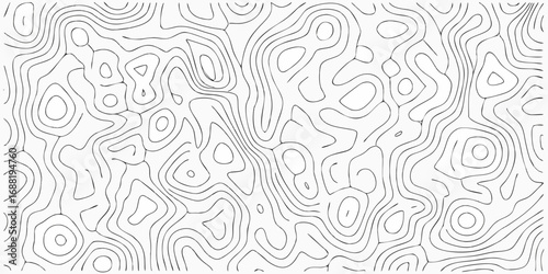 Abstract topographic map lines forming a complex organic pattern on a white background